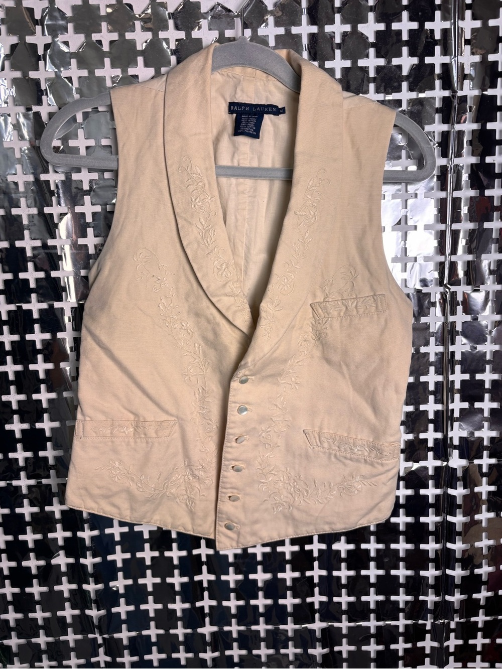Ralph Lauren Cream Embroidered Women's Button Vest